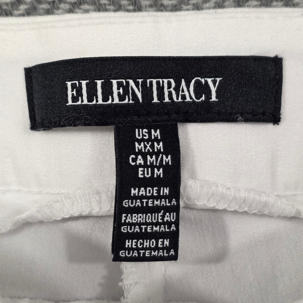 Ellen Tracy Womens White Slim Pull On Straight Leg Stretch Trousers Size Medium - Picture 3 of 10